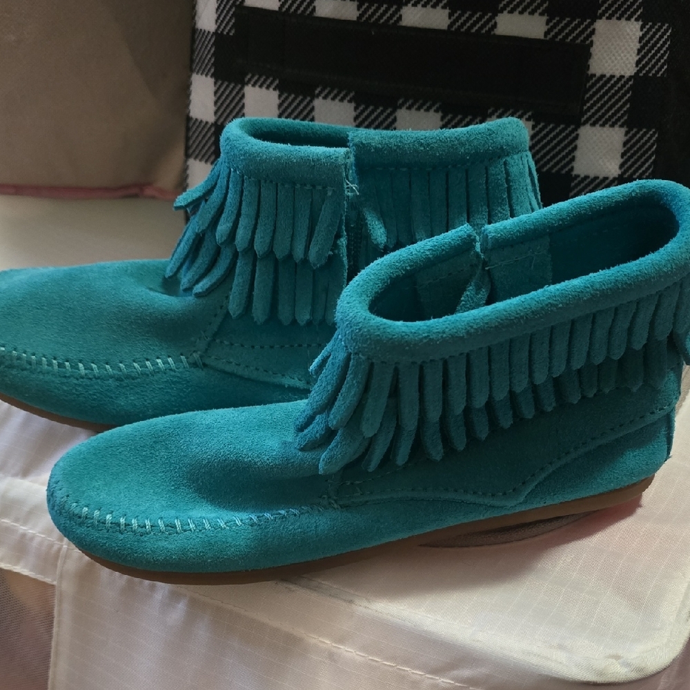 Minnetonka Kids Moccasin Boots - Turquoise